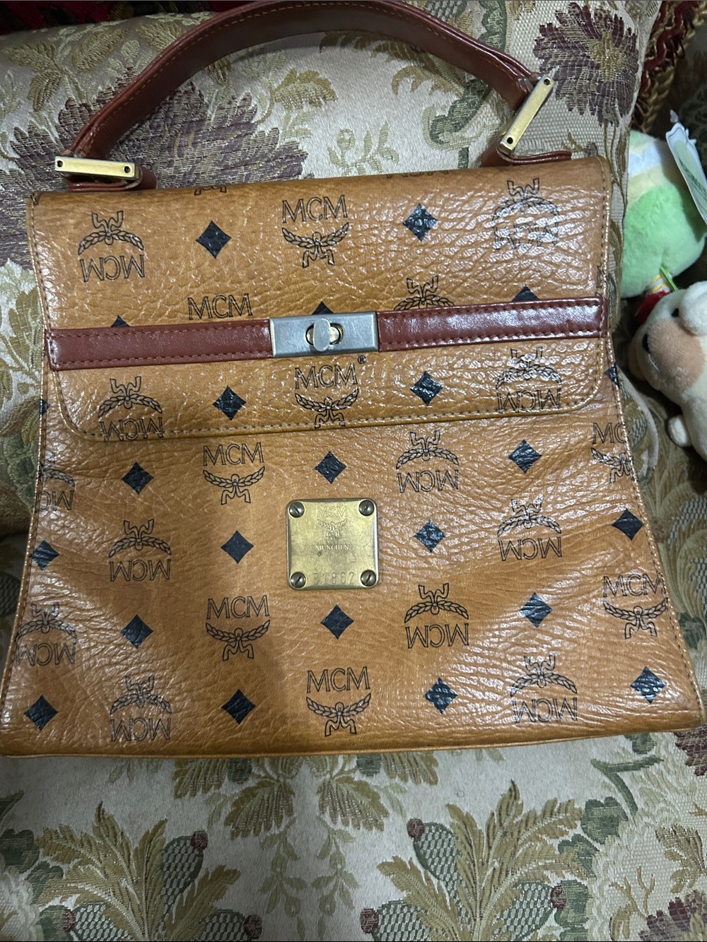 MCM vintage 70s Cognac Visetos Monogram Top Handle Satchel - Picture 2 of 11